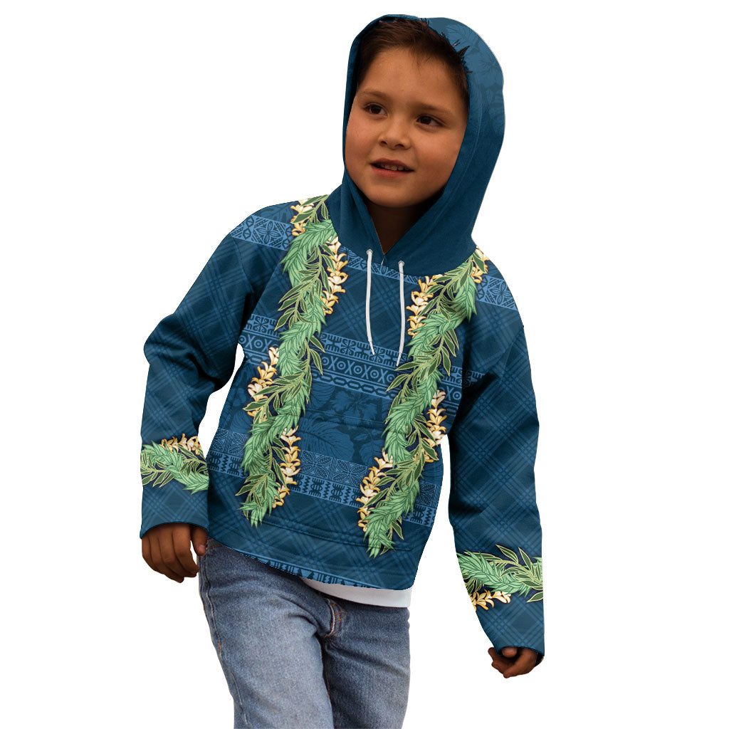 Hawai'i Paniolo Maile Twisted Lei Kid Hoodie Cobalt Blue LT7 - Polynesian Pride