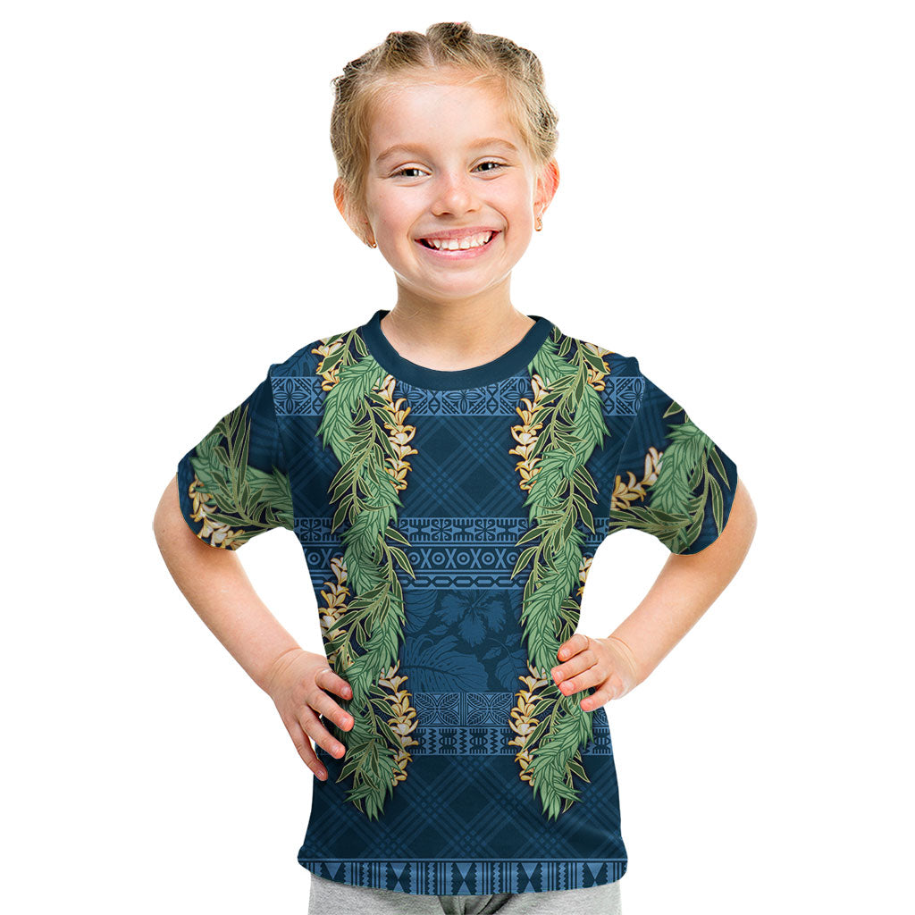 Hawai'i Paniolo Maile Twisted Lei Kid T Shirt Cobalt Blue