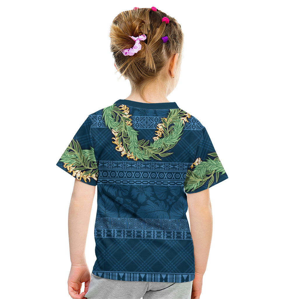 Hawai'i Paniolo Maile Twisted Lei Kid T Shirt Cobalt Blue