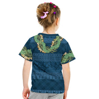 Hawai'i Paniolo Maile Twisted Lei Kid T Shirt Cobalt Blue