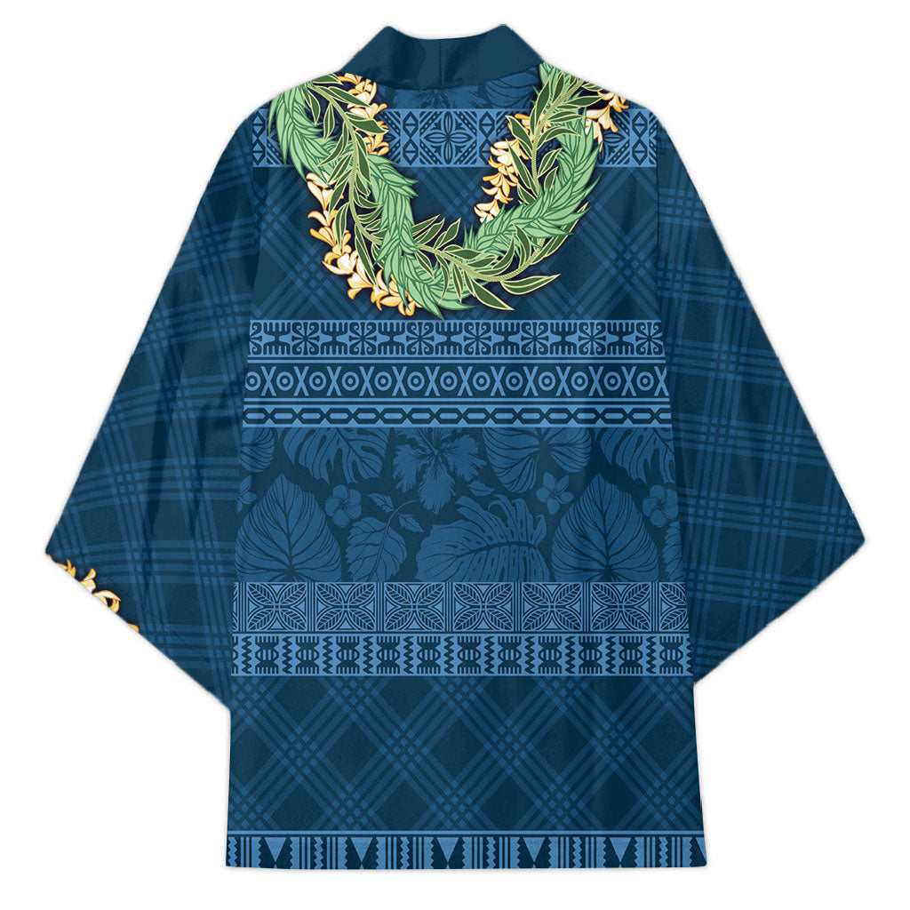 Hawai'i Paniolo Maile Twisted Lei Kimono Cobalt Blue