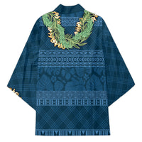 Hawai'i Paniolo Maile Twisted Lei Kimono Cobalt Blue