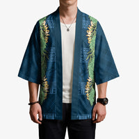 Hawai'i Paniolo Maile Twisted Lei Kimono Cobalt Blue