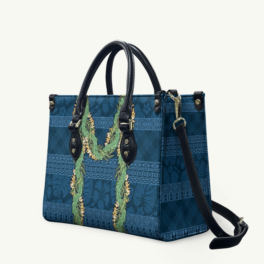 Hawai'i Paniolo Maile Twisted Lei Leather Bag Cobalt Blue