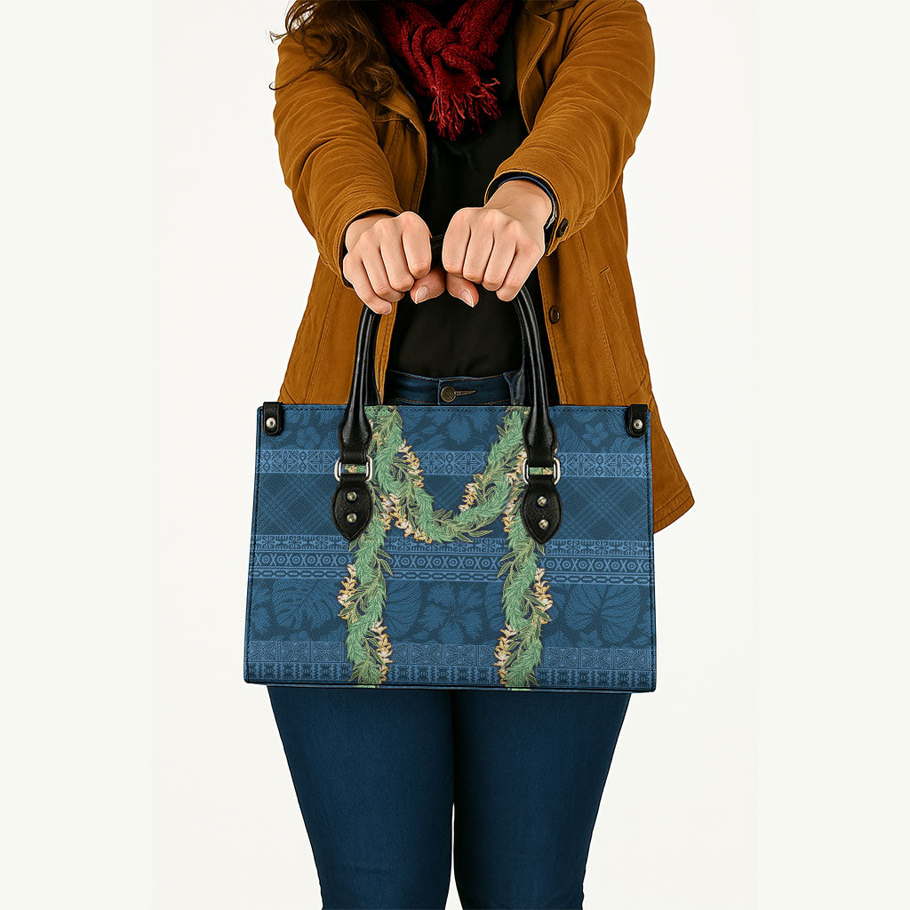 Hawai'i Paniolo Maile Twisted Lei Leather Bag Cobalt Blue