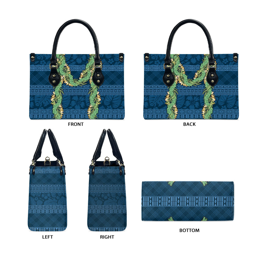 Hawai'i Paniolo Maile Twisted Lei Leather Bag Cobalt Blue