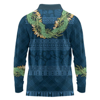 Hawai'i Paniolo Maile Twisted Lei Long Sleeve Polo Shirt Cobalt Blue