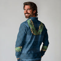 Hawai'i Paniolo Maile Twisted Lei Long Sleeve Polo Shirt Cobalt Blue