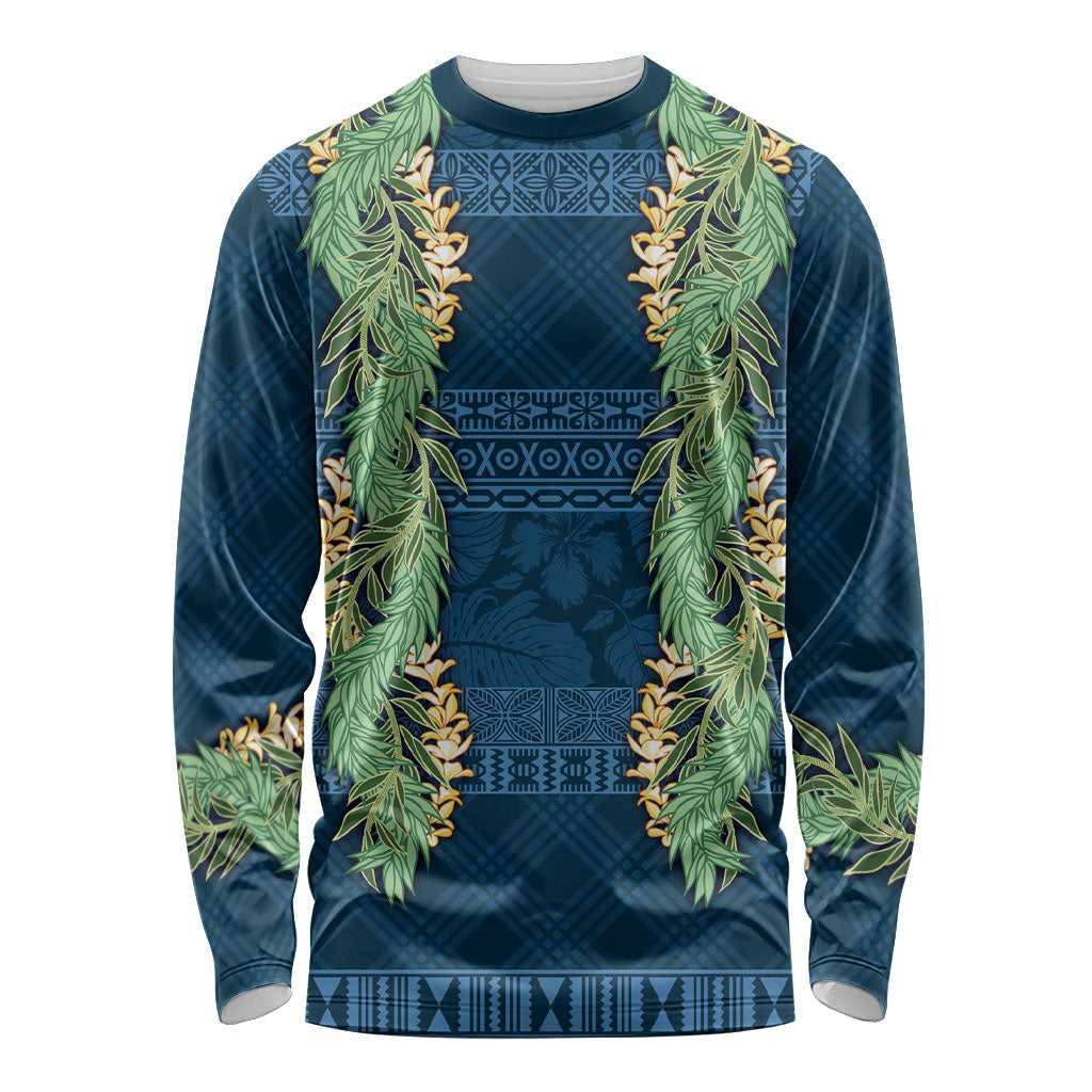 Hawai'i Paniolo Maile Twisted Lei Long Sleeve Shirt Cobalt Blue LT7 Unisex Cobalt Blue - Polynesian Pride