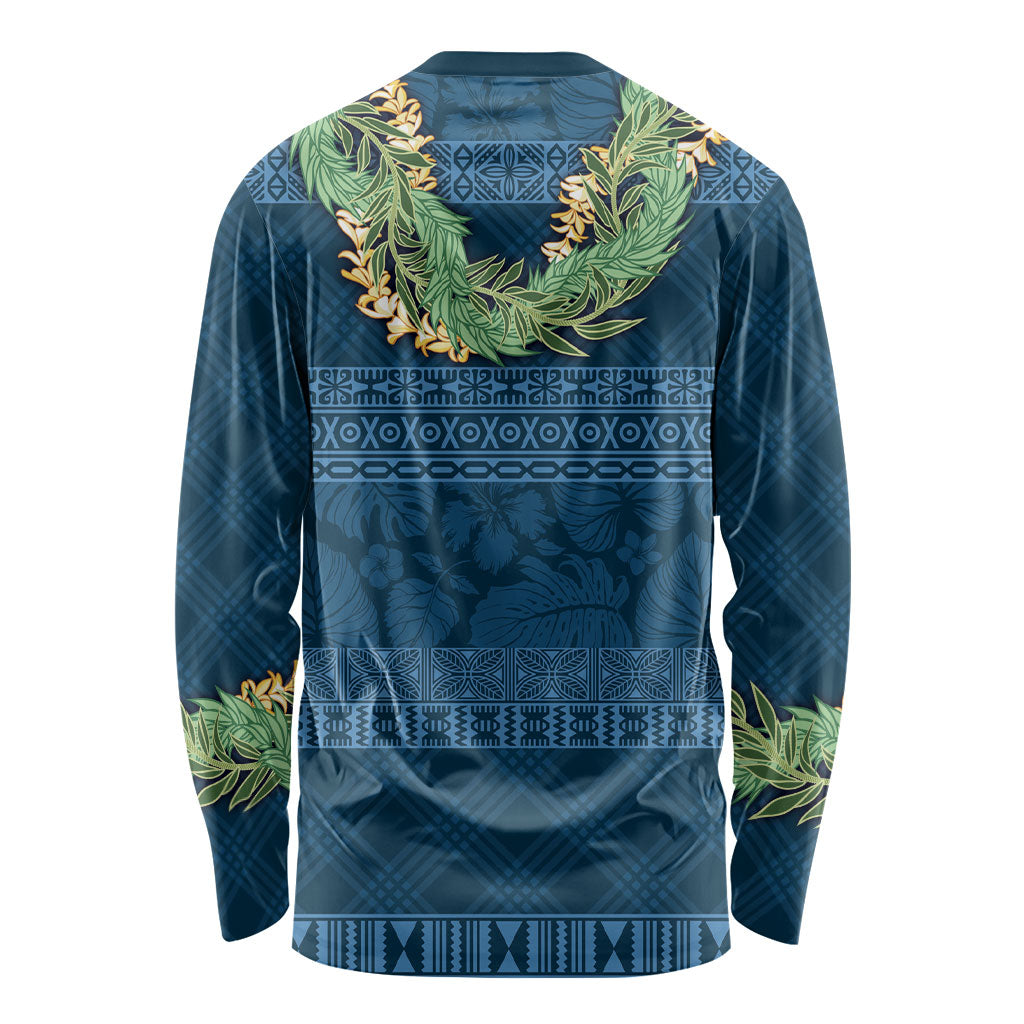 Hawai'i Paniolo Maile Twisted Lei Long Sleeve Shirt Cobalt Blue LT7 - Polynesian Pride
