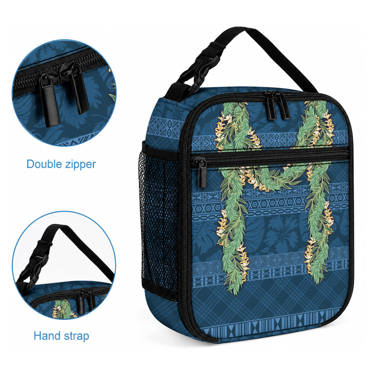 Hawai'i Paniolo Maile Twisted Lei Lunch Bag Cobalt Blue
