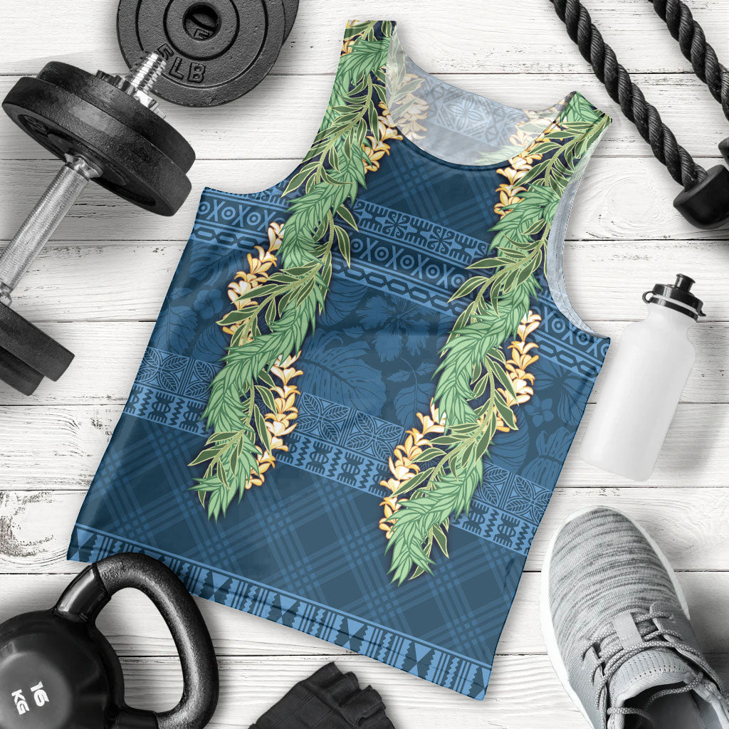 Hawai'i Paniolo Maile Twisted Lei Men Tank Top Cobalt Blue