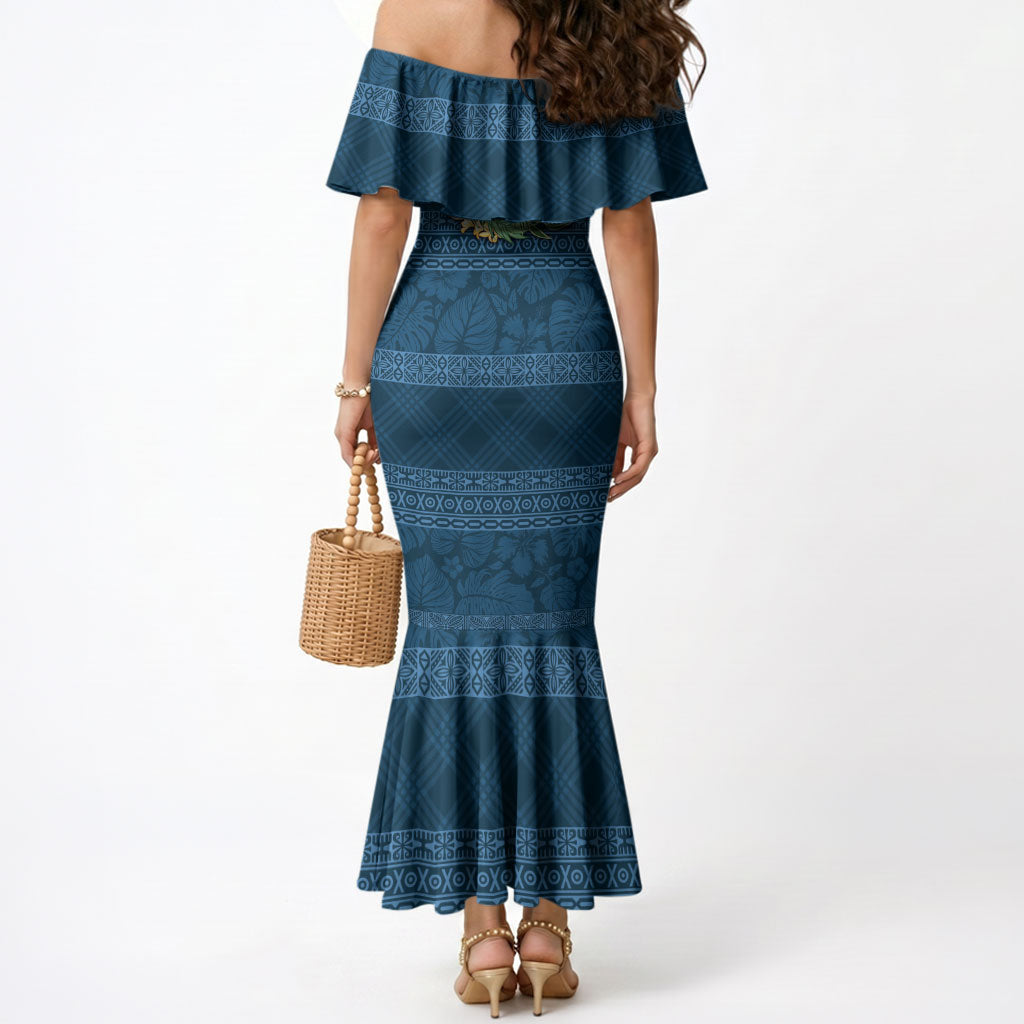 Hawai'i Paniolo Maile Twisted Lei Mermaid Dress Cobalt Blue