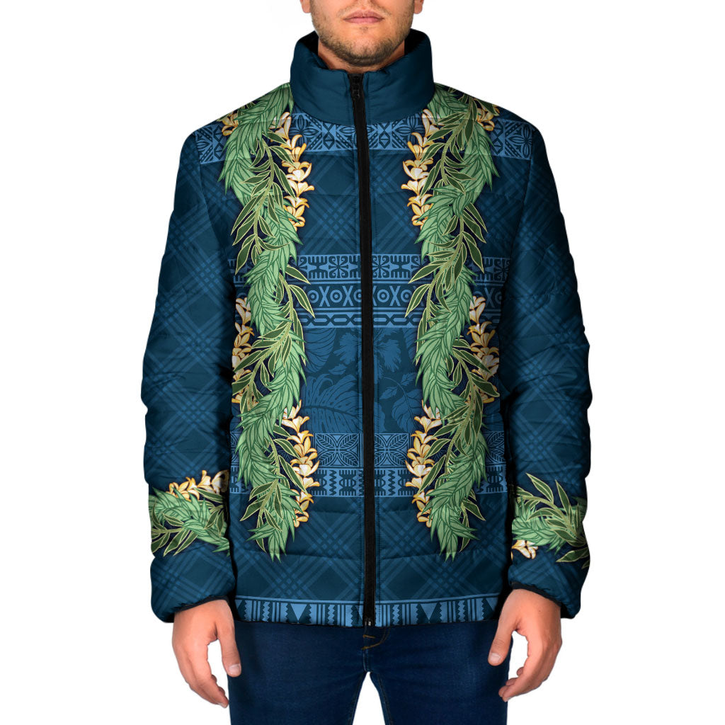 Hawai'i Paniolo Maile Twisted Lei Padded Jacket Cobalt Blue