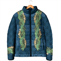 Hawai'i Paniolo Maile Twisted Lei Padded Jacket Cobalt Blue
