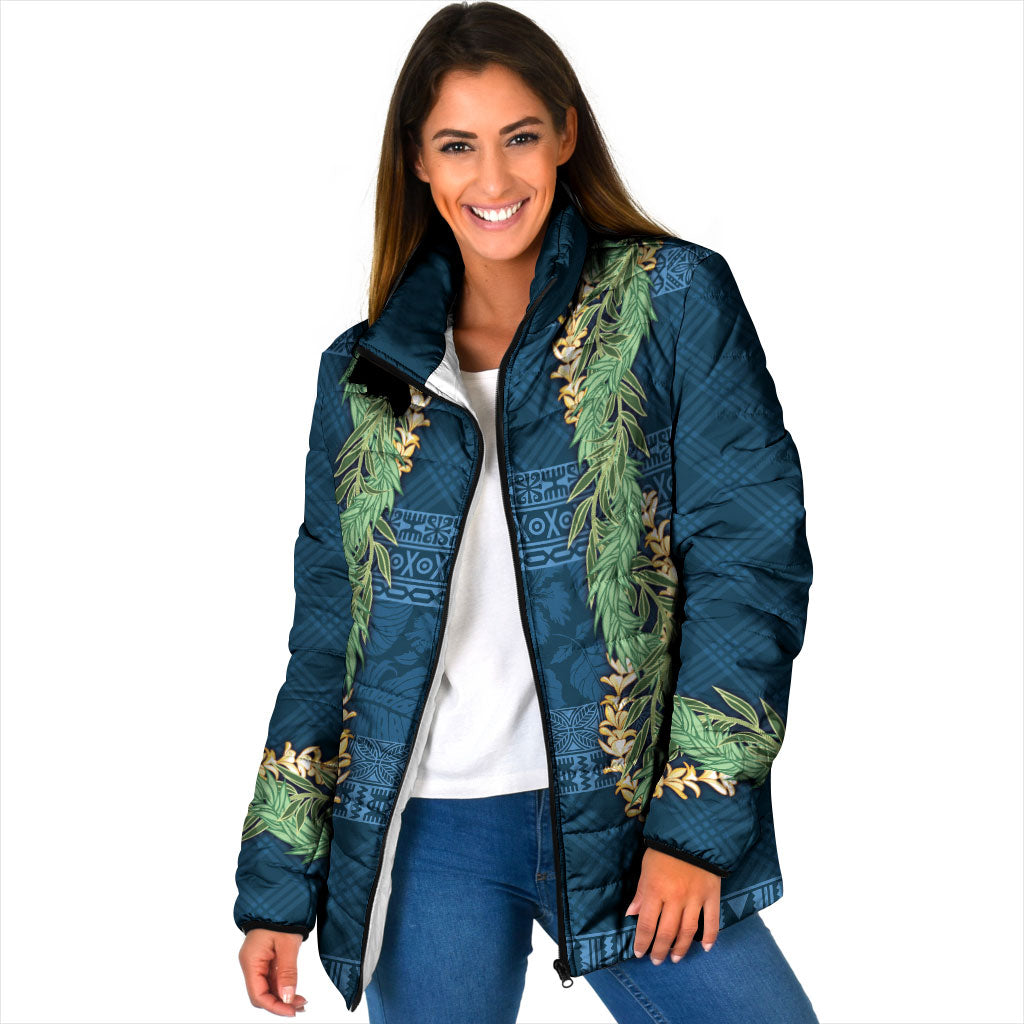 Hawai'i Paniolo Maile Twisted Lei Padded Jacket Cobalt Blue
