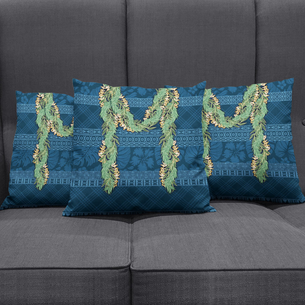 Hawai'i Paniolo Maile Twisted Lei Pillow Cover Cobalt Blue