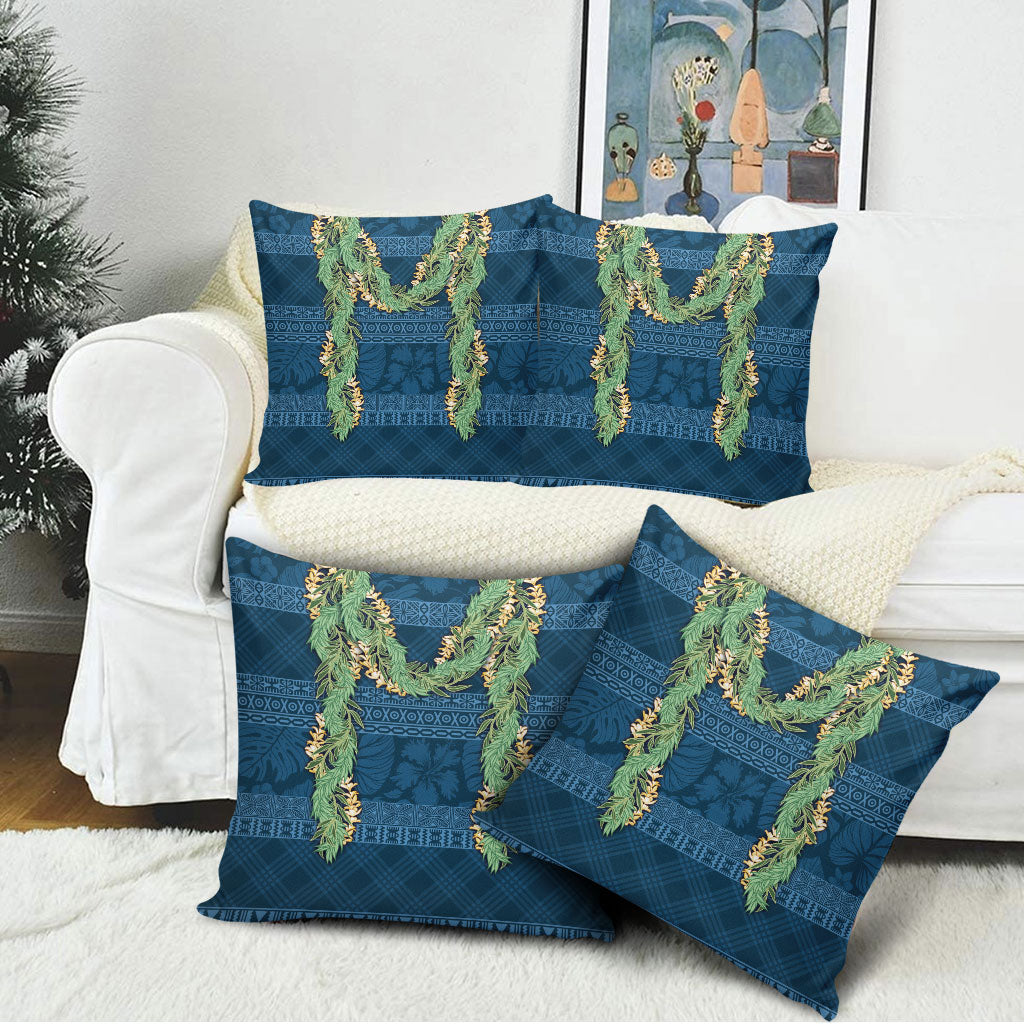 Hawai'i Paniolo Maile Twisted Lei Pillow Cover Cobalt Blue