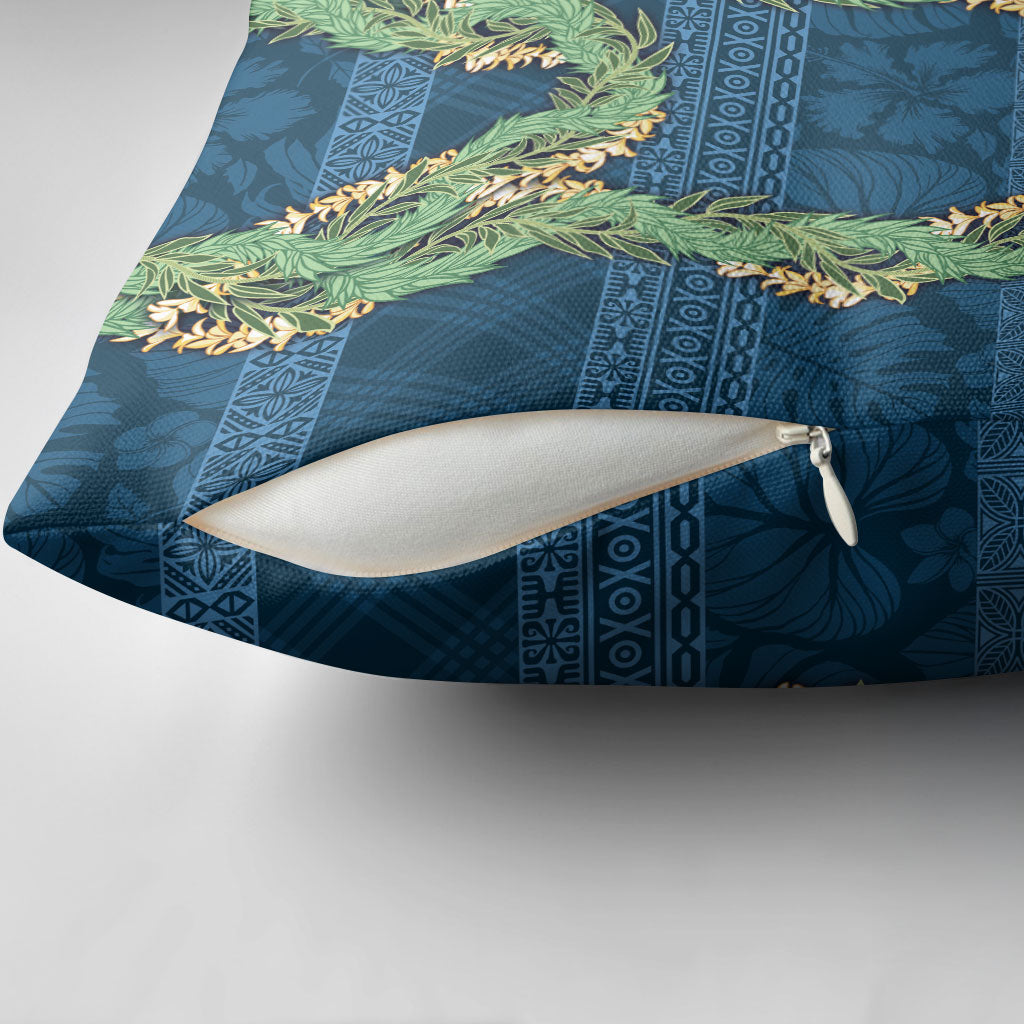 Hawai'i Paniolo Maile Twisted Lei Pillow Cover Cobalt Blue