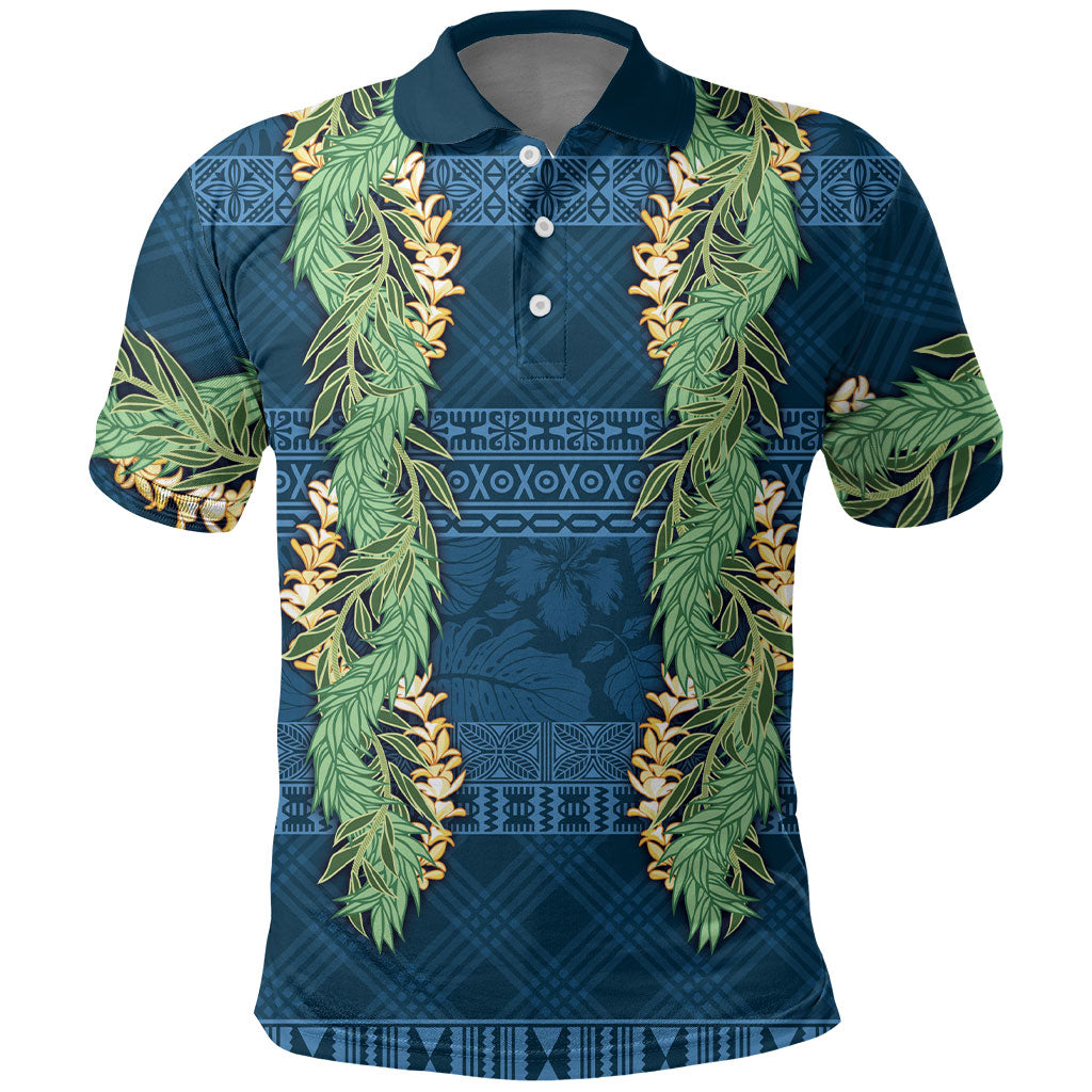 Hawai'i Paniolo Maile Twisted Lei Polo Shirt Cobalt Blue LT7 Cobalt Blue - Polynesian Pride