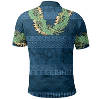 Hawai'i Paniolo Maile Twisted Lei Polo Shirt Cobalt Blue LT7 - Polynesian Pride