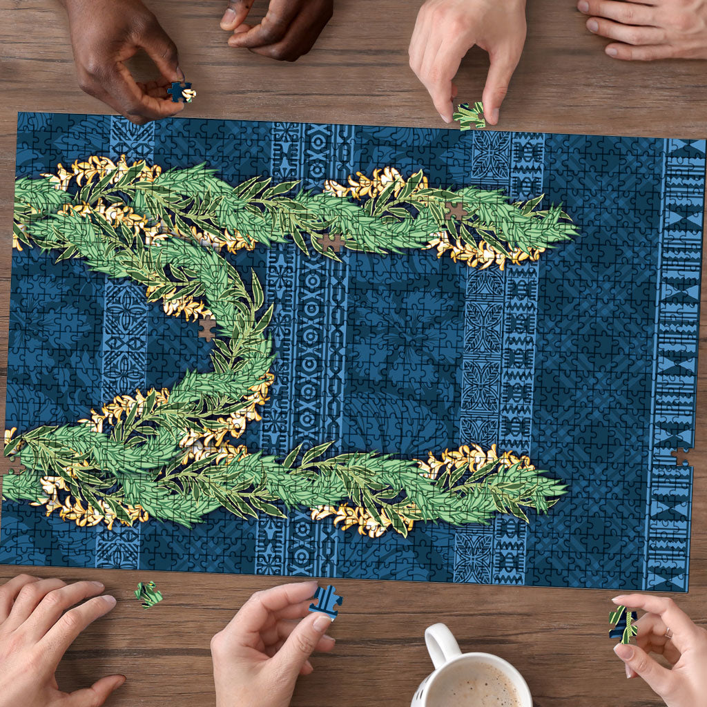 Hawai'i Paniolo Maile Twisted Lei Puzzle Cobalt Blue