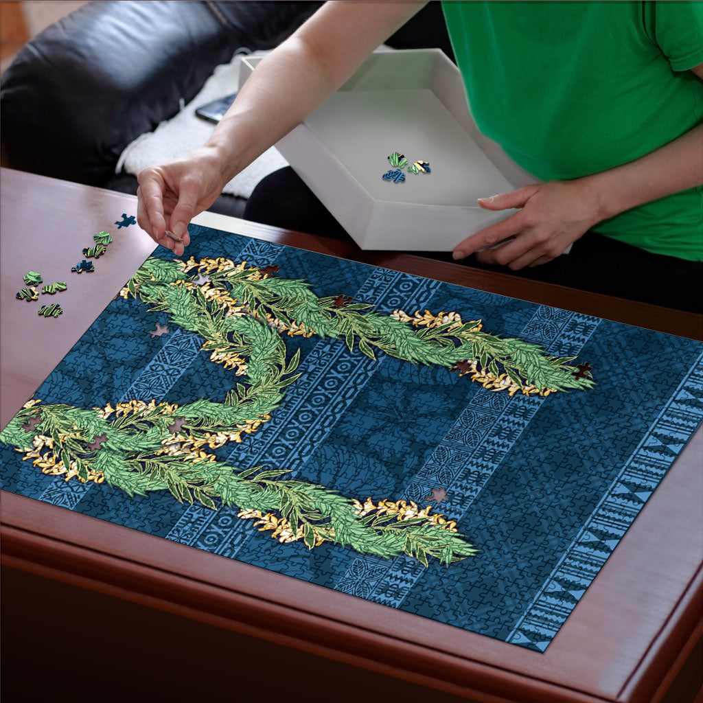 Hawai'i Paniolo Maile Twisted Lei Puzzle Cobalt Blue