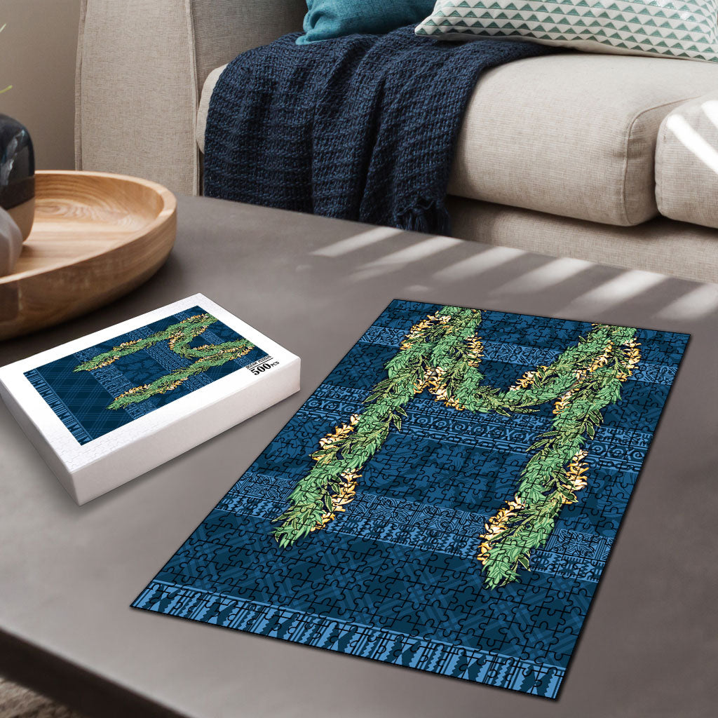 Hawai'i Paniolo Maile Twisted Lei Puzzle Cobalt Blue