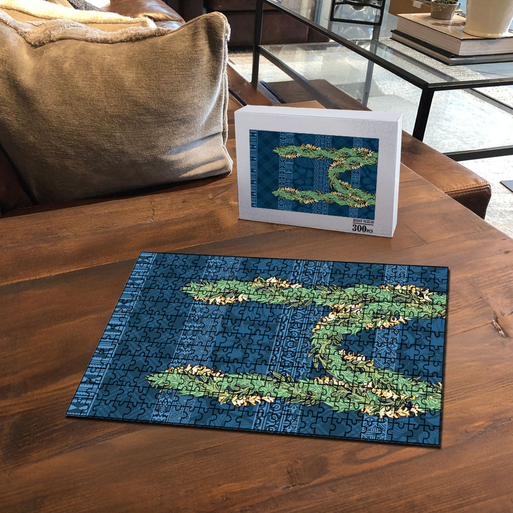 Hawai'i Paniolo Maile Twisted Lei Puzzle Cobalt Blue