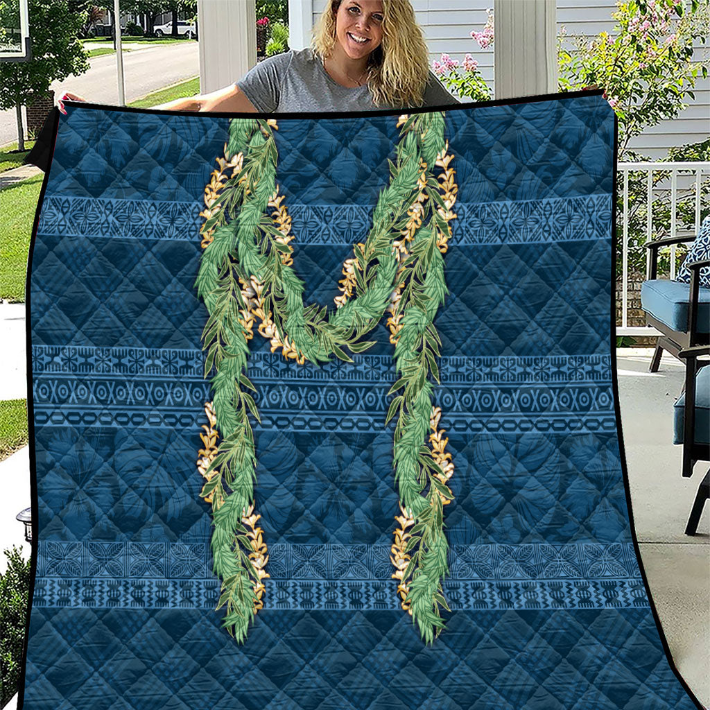 Hawai'i Paniolo Maile Twisted Lei Quilt Cobalt Blue