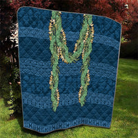 Hawai'i Paniolo Maile Twisted Lei Quilt Cobalt Blue