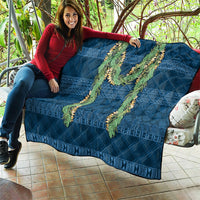 Hawai'i Paniolo Maile Twisted Lei Quilt Cobalt Blue