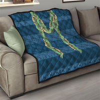 Hawai'i Paniolo Maile Twisted Lei Quilt Cobalt Blue