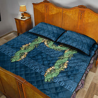 Hawai'i Paniolo Maile Twisted Lei Quilt Bed Set Cobalt Blue