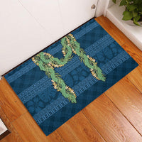 Hawai'i Paniolo Maile Twisted Lei Rubber Doormat Cobalt Blue