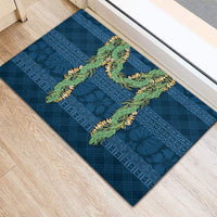 Hawai'i Paniolo Maile Twisted Lei Rubber Doormat Cobalt Blue