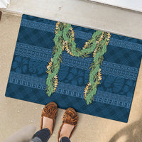 Hawai'i Paniolo Maile Twisted Lei Rubber Doormat Cobalt Blue