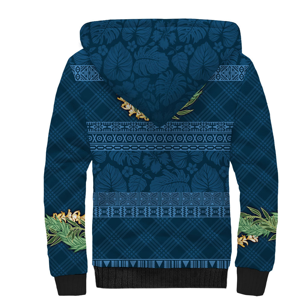 Hawai'i Paniolo Maile Twisted Lei Sherpa Hoodie Cobalt Blue
