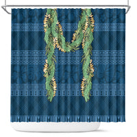 Hawai'i Paniolo Maile Twisted Lei Shower Curtain Cobalt Blue