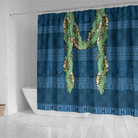 Hawai'i Paniolo Maile Twisted Lei Shower Curtain Cobalt Blue