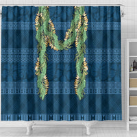 Hawai'i Paniolo Maile Twisted Lei Shower Curtain Cobalt Blue