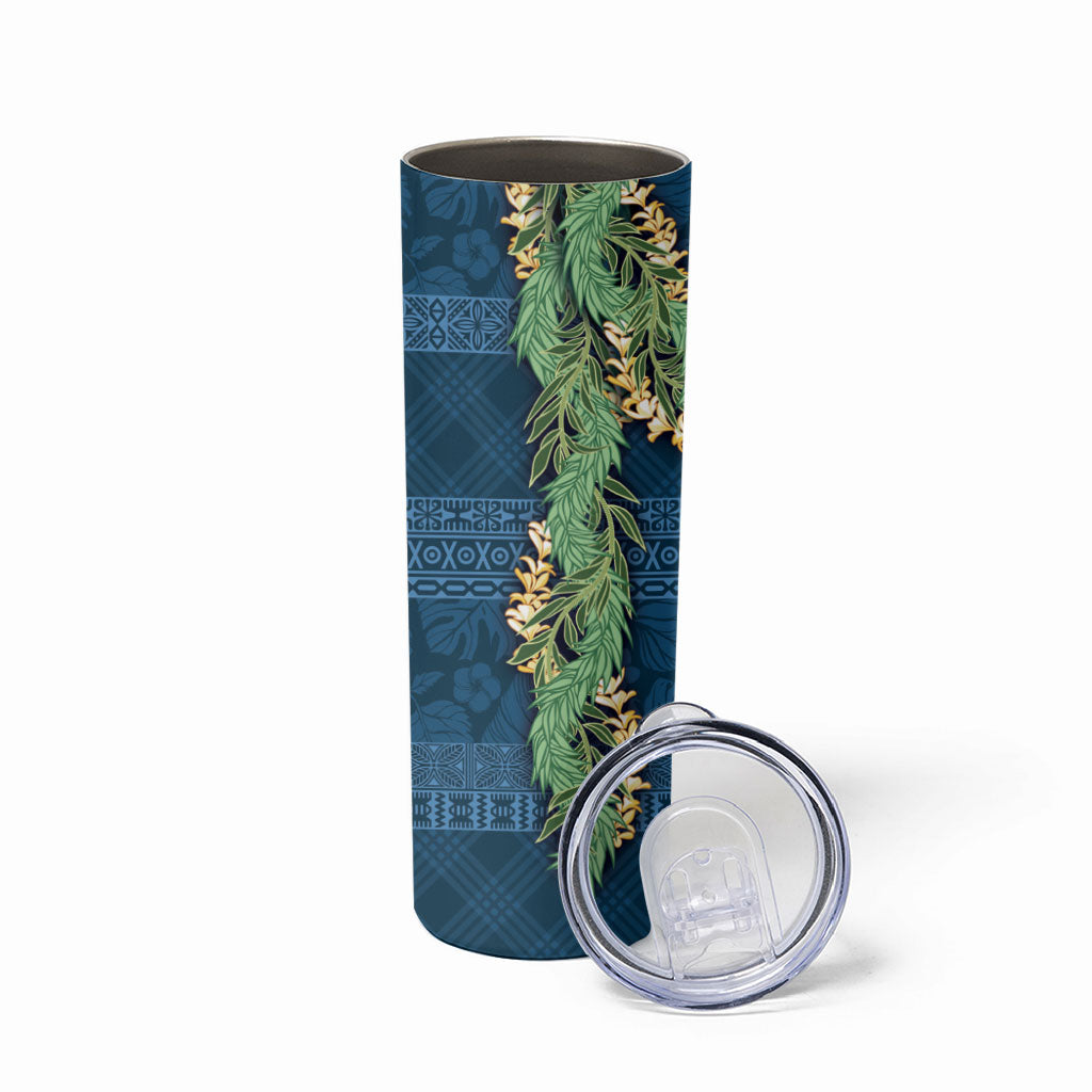 Hawai'i Paniolo Maile Twisted Lei Skinny Tumbler Cobalt Blue