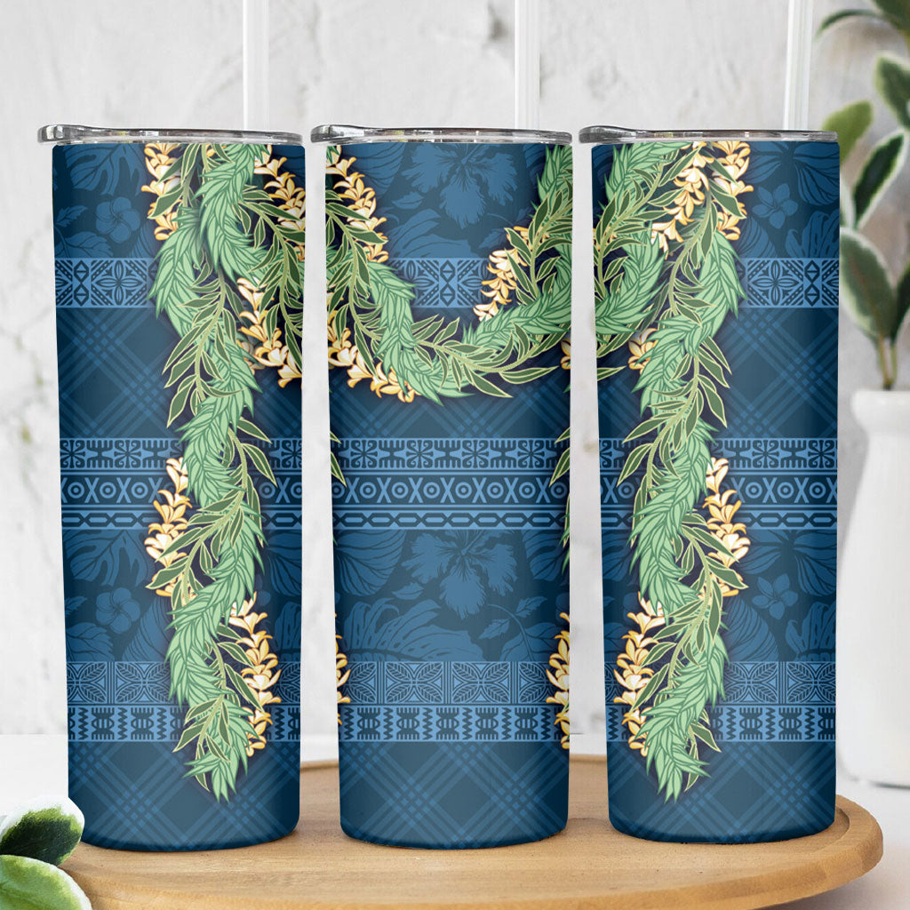 Hawai'i Paniolo Maile Twisted Lei Skinny Tumbler Cobalt Blue