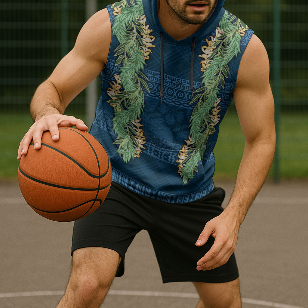Hawai'i Paniolo Maile Twisted Lei Sleeveless Hoodie Cobalt Blue