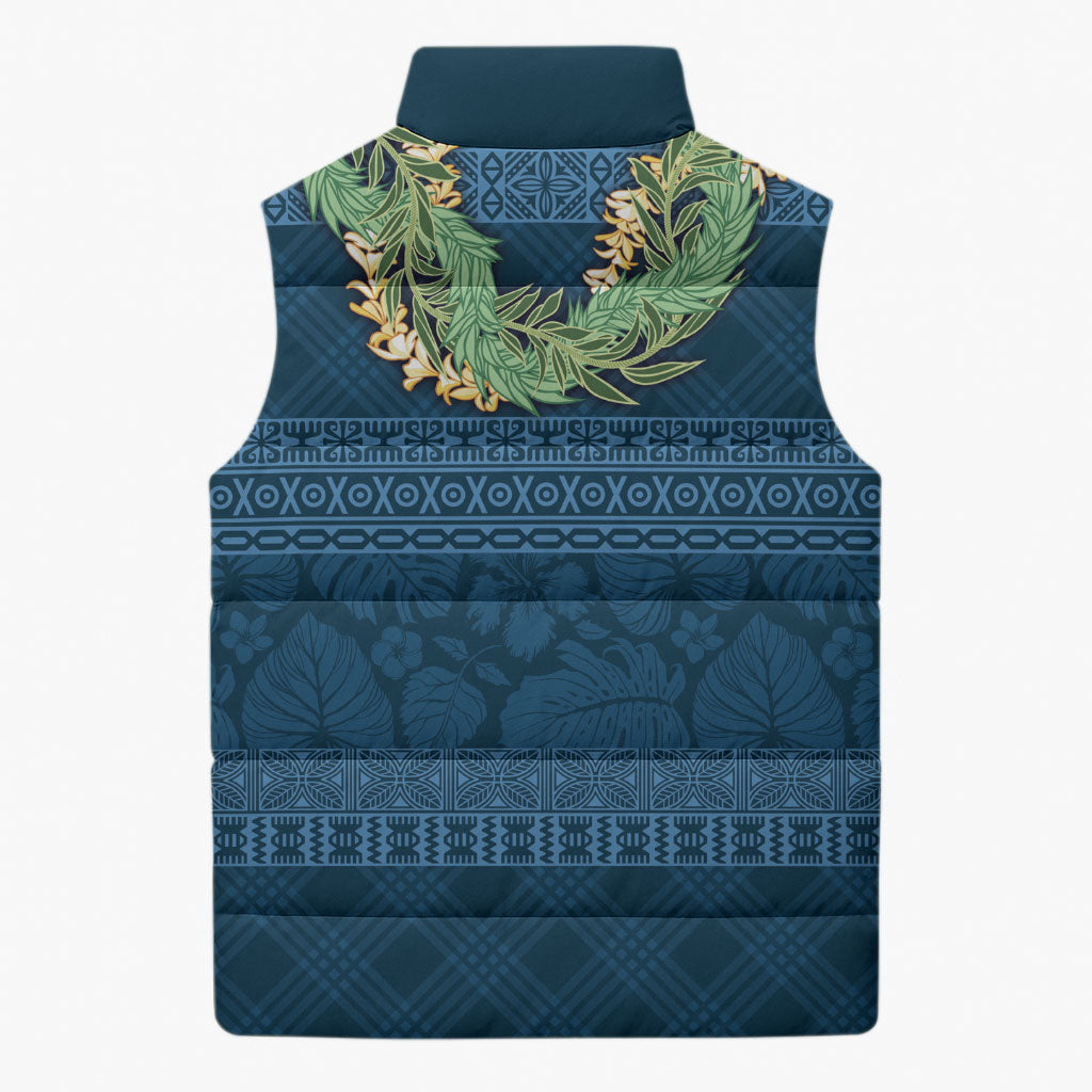 Hawai'i Paniolo Maile Twisted Lei Sleeveless Puffer Jacket Cobalt Blue