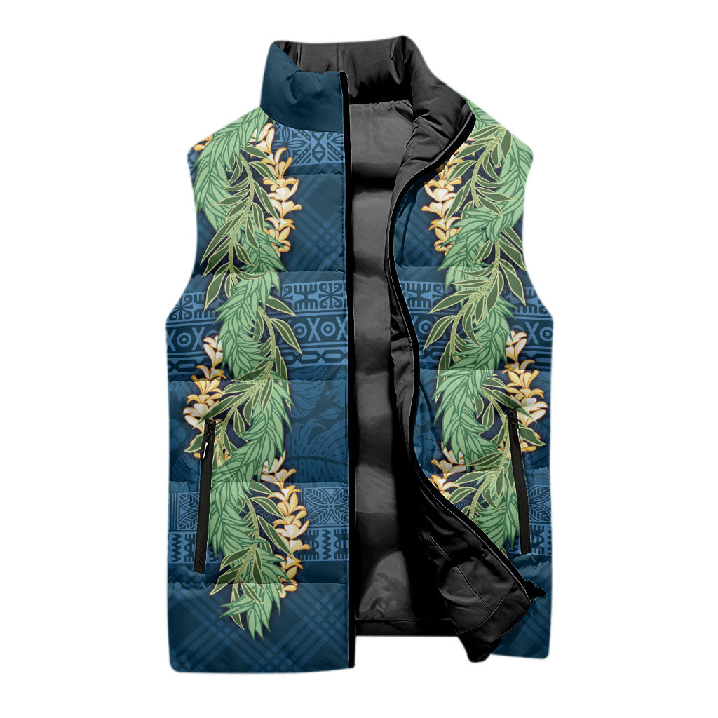 Hawai'i Paniolo Maile Twisted Lei Sleeveless Puffer Jacket Cobalt Blue