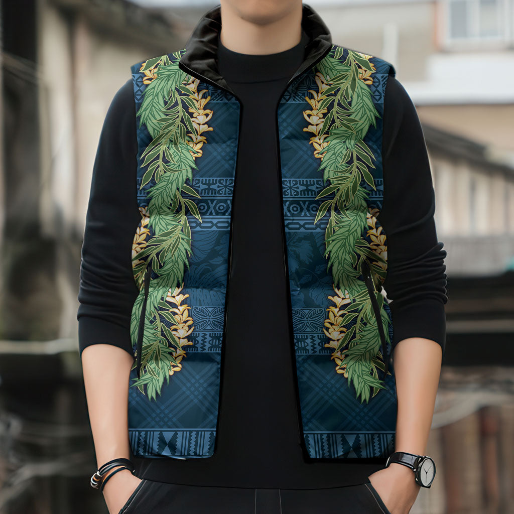 Hawai'i Paniolo Maile Twisted Lei Sleeveless Puffer Jacket Cobalt Blue