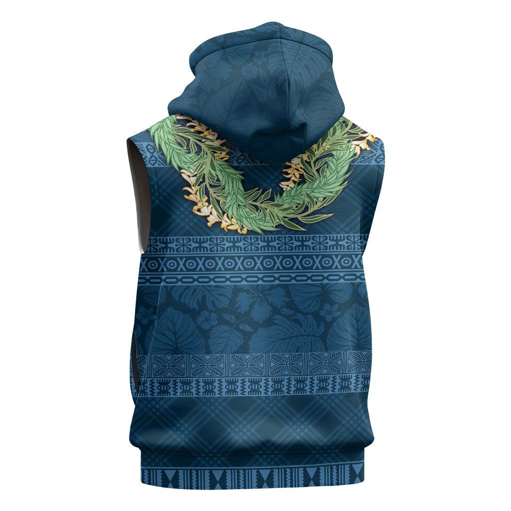 Hawai'i Paniolo Maile Twisted Lei Sleeveless Zip Hoodie Cobalt Blue