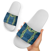 Hawai'i Paniolo Maile Twisted Lei Slide Sandals Cobalt Blue