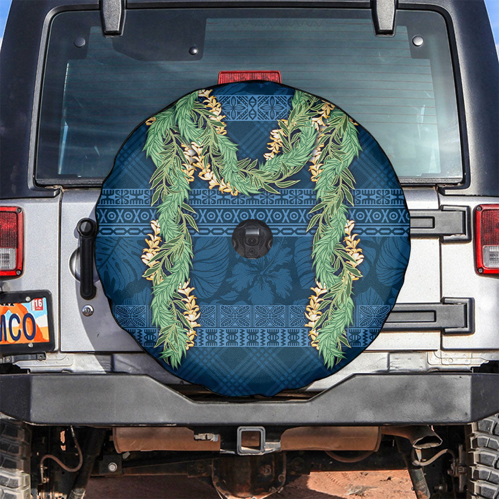 Hawai'i Paniolo Maile Twisted Lei Spare Tire Cover Cobalt Blue